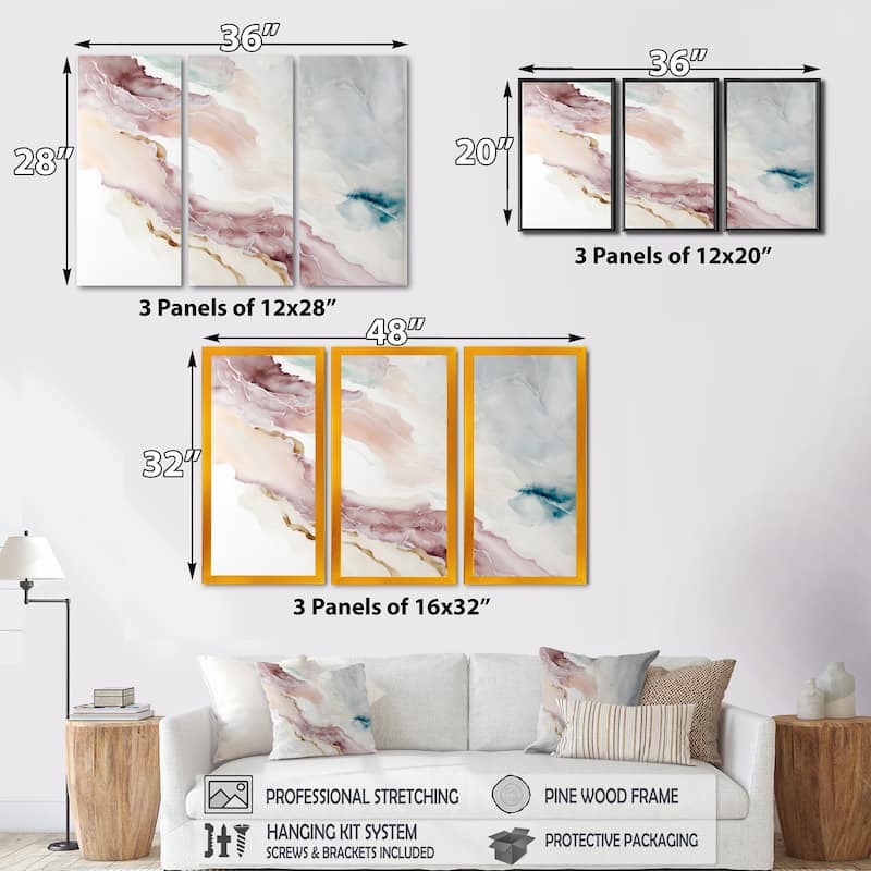 Designart "Sudden Solitude in Elevated Blush III" Abstract Liquid Ink